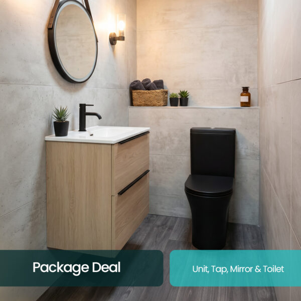 Avani natural oak compact wall hung vanity unit | Bathroom furniture | Ireland and the UK | Bathshed