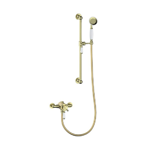 Traditional Shower Lever | Shower Valve | Brushed Brass | Single Outlet | Bathshed | Nationwide Delivery Uk & Ireland | Balmoral Range |