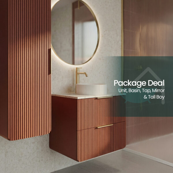 Sorrento Imola Red Ridged Wall Hung Vanity Unit | Delivery UK and Ireland | Bathshed