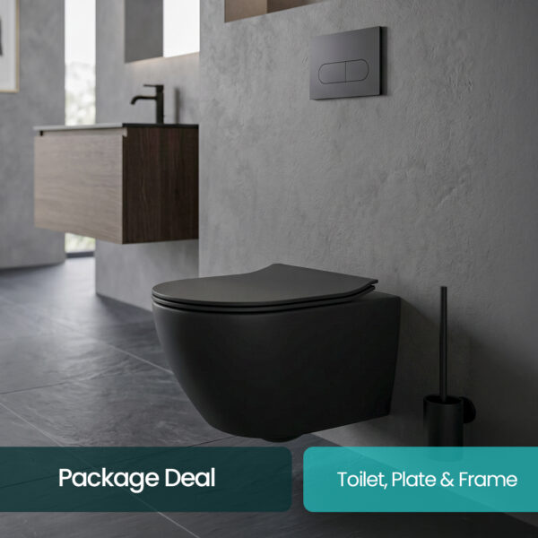 Series 200 Matt Black Wall Hung Toilet Package | Bathrooms | Bathshed | Nationwide Delivery Ireland & The UK