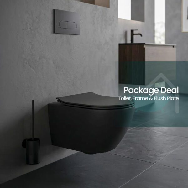 Series 200 Matt Black Wall Hung Toilet Package | Bathrooms | Bathshed | Nationwide Delivery Ireland & The UK