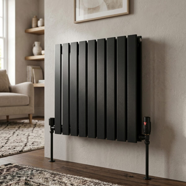 affinity black horizontal flat panel double designer radiator | Bathshed | Nationwide delivery uk and ireland