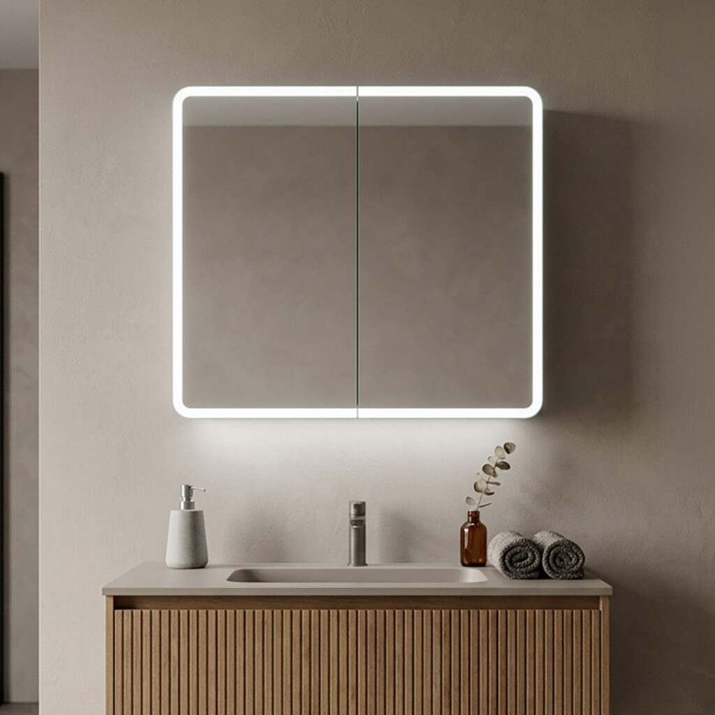 Lunari 600mm 2 Door LED Mirror Cabinet | Mirrored Cabinets | Sonas Bathrooms | Delivery Ireland and the UK | Bathshed