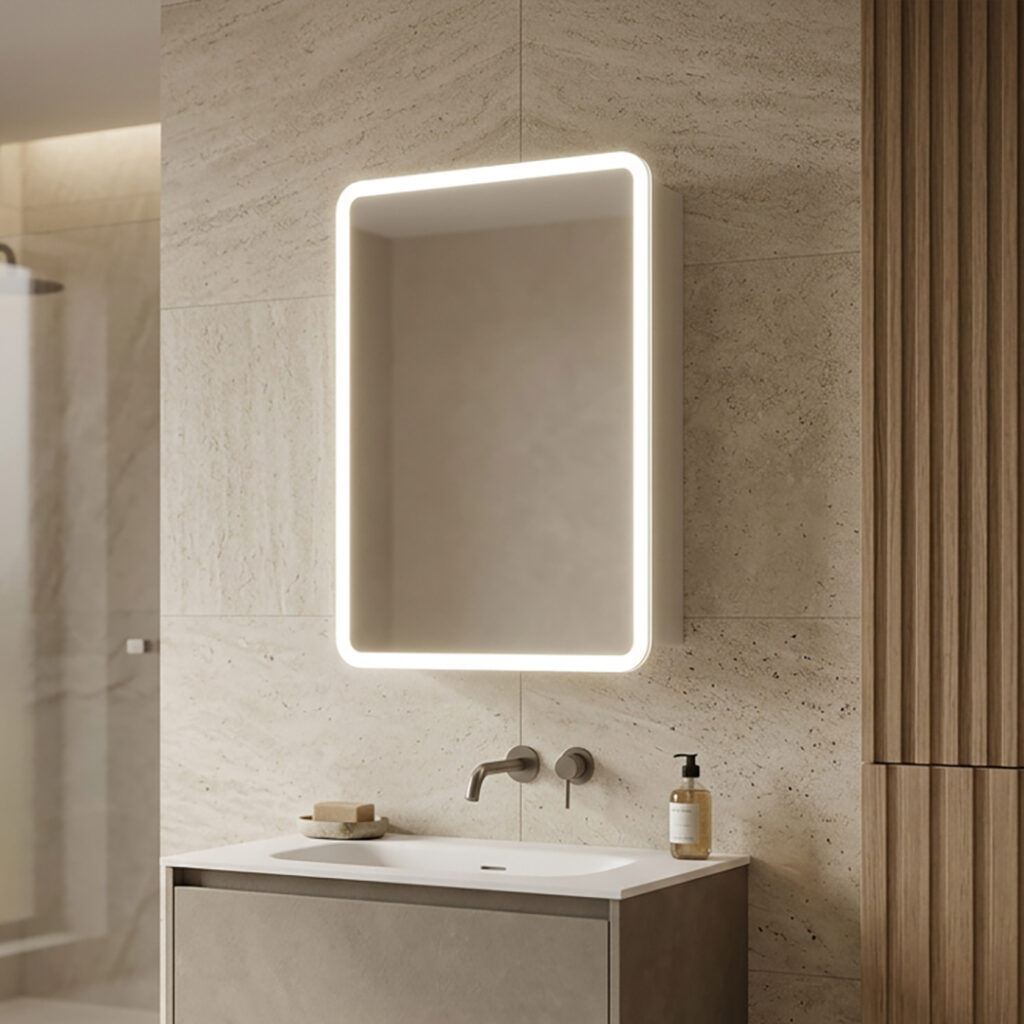 Lunari 500mm 1 Door LED Mirror Cabinet | Mirrored Cabinets | Sonas Bathrooms | Delivery Ireland and the UK | Bathshed