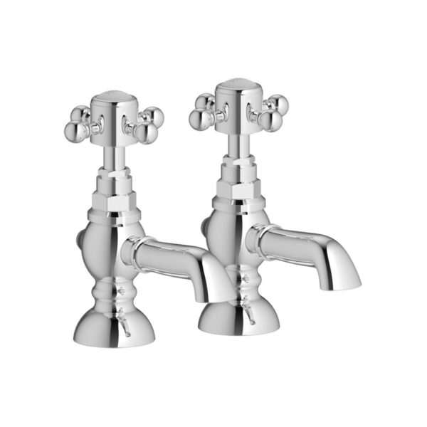 Edinburgh Basin Pillar Taps | Chrome | Traditional | Bathshed | Nationwide Delivery UK & Ireland