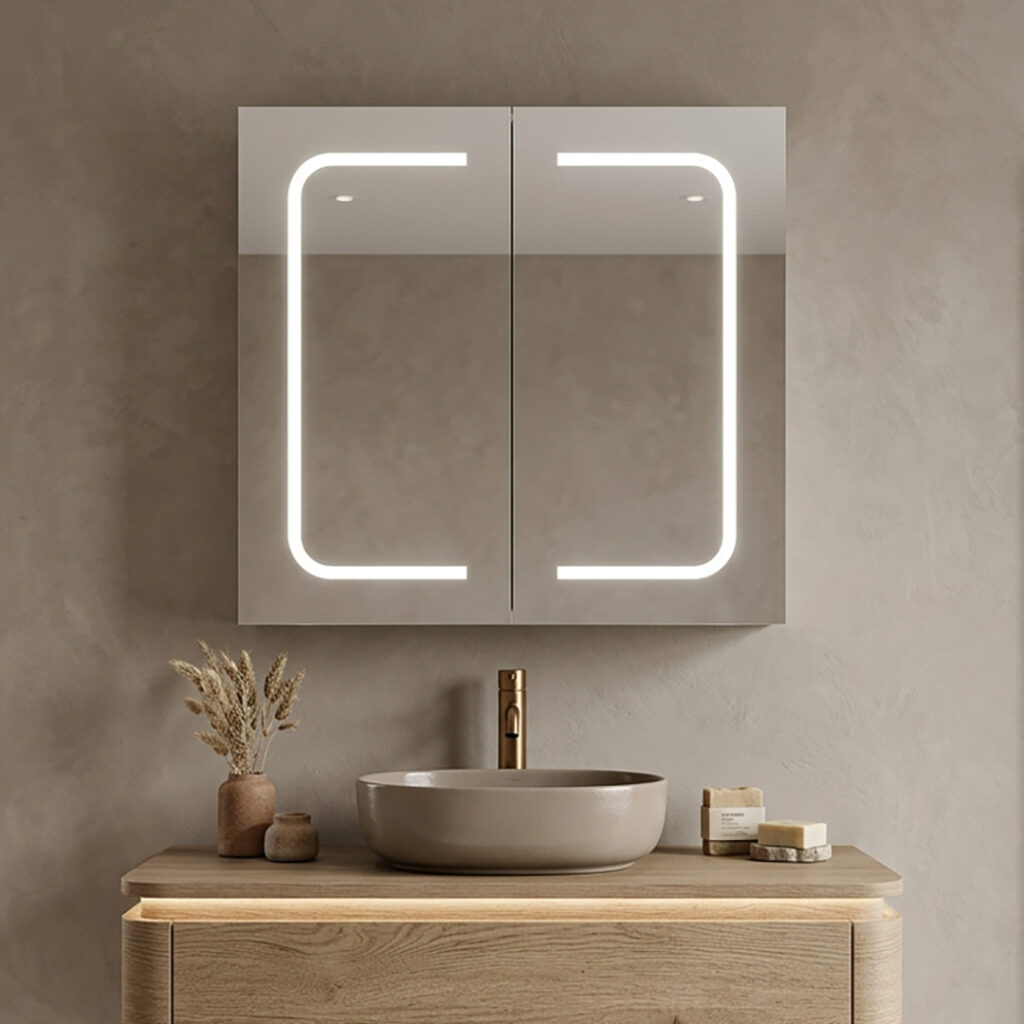 Reika 600mm 2 Door LED Mirror Cabinet | Mirrored Cabinets | Sonas Bathrooms | Delivery Ireland and the UK | Bathshed