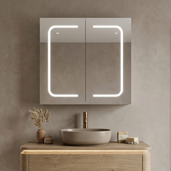 Reika 600mm 2 Door LED Mirror Cabinet | Mirrored Cabinets | Sonas Bathrooms | Delivery Ireland and the UK | Bathshed