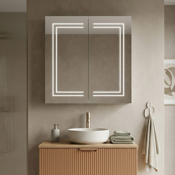 Suni 600mm 2 Door LED Mirror Cabinet | Mirrored Cabinets | Sonas Bathrooms | Delivery Ireland and the UK | Bathshed