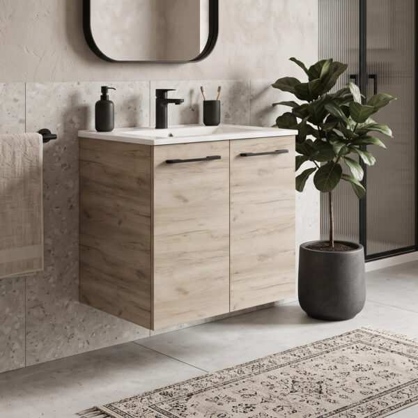 Otto Oak wall hung vanity unit | Scandinavian bathroom furniture | Sonas Bathrooms | Bathshed | Nationwide Delivery UK and Ireland