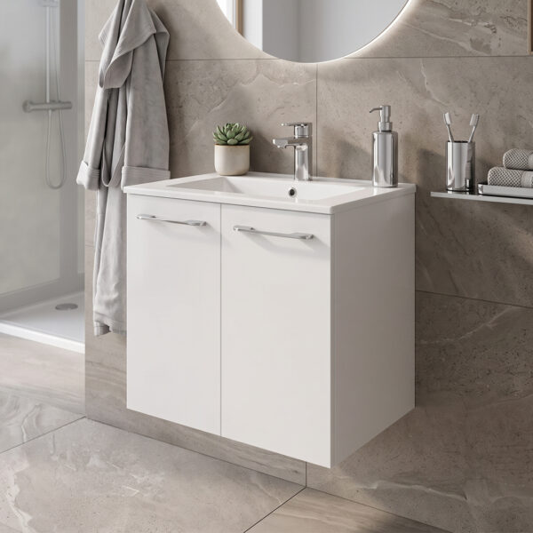 Otto White wall hung vanity unit | Scandinavian bathroom furniture | Sonas Bathrooms | Bathshed | Nationwide Delivery UK and Ireland