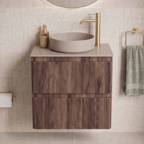RIdge Textured Walnut Wall Hung Countertop Unit | Bathroom Furniture | next day delivery uk and ireland | Bathshed