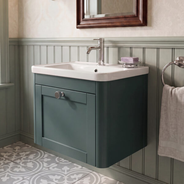Cambridge Heritage Green Wall Hung Vanity Unit | Wall Hung Vanity Units | Furniture | Delivery Ireland and the UK | Bathshed