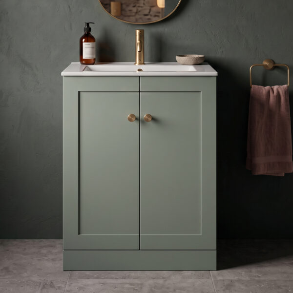 Eden Green 2 door floorstanding vanity unit | Haven Furniture | Nationwide shipping ireland and the uk | Bathshed