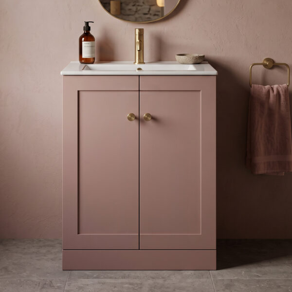 Eden Pink 2 door floorstanding vanity unit | Haven Furniture | Nationwide shipping ireland and the uk | Bathshed