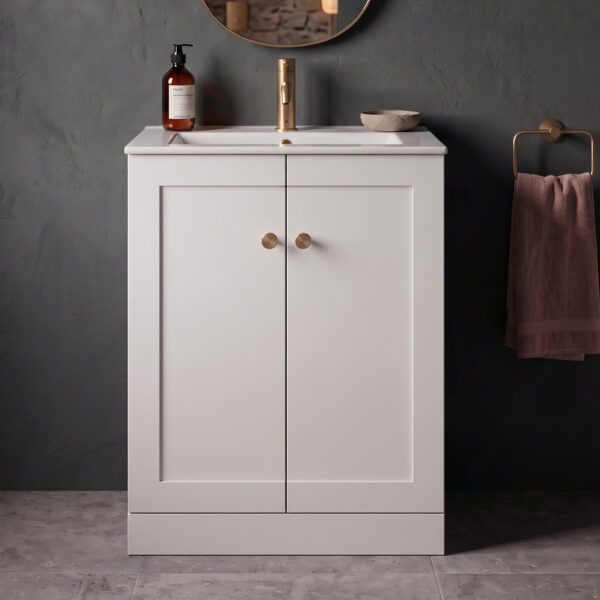 Eden White 2 door floorstanding vanity unit | Haven Furniture | Nationwide shipping ireland and the uk | Bathshed