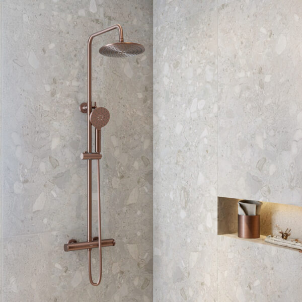 Sonas Bathrooms Brushed Bronze Dual Shower System with 220mm Shower Head | Showers | Delivery Ireland, Northern Ireland & the UK | Bathshed