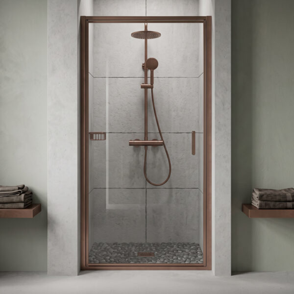 Sonas Bathrooms Living Collection Brushed Bronze Infold Shower Door | Shower Enclosures | Delivery Ireland, Northern Ireland & the UK | Bathshed