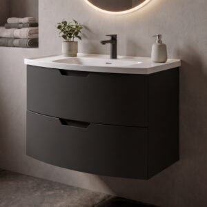Arc 2 drawer wall hung vanity unit | Scandinavian bathroom furniture | Sonas Bathrooms | Bathshed | Nationwide Delivery UK and Ireland