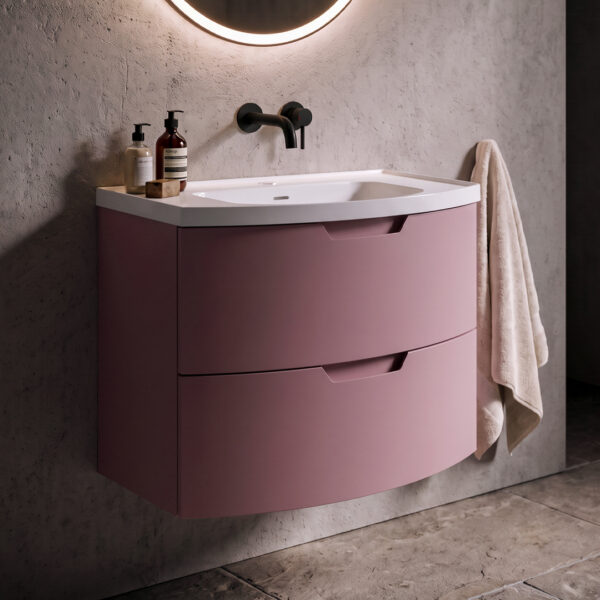 Arc 2 drawer wall hung vanity unit | Scandinavian bathroom furniture | Sonas Bathrooms | Bathshed | Nationwide Delivery UK and Ireland