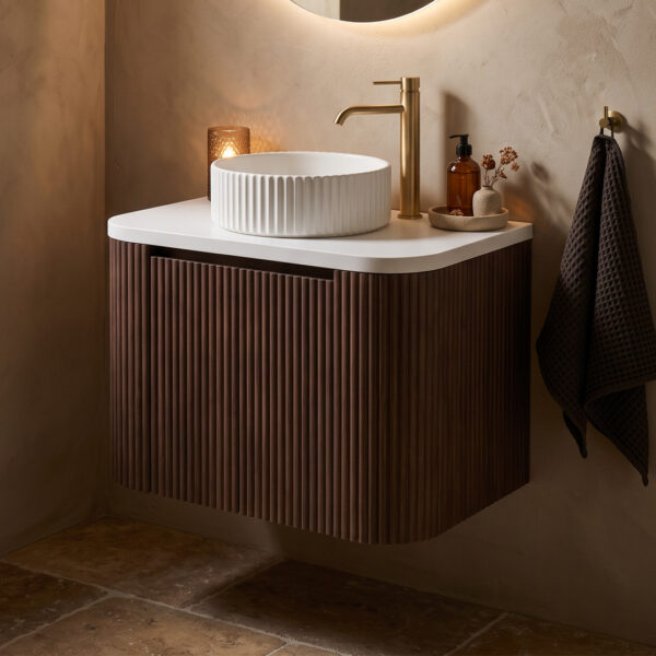 Virage Walnut fluted wall hung vanity unit | Vanity Units | Bathshed | Natiowide delivery Ireland & the UK