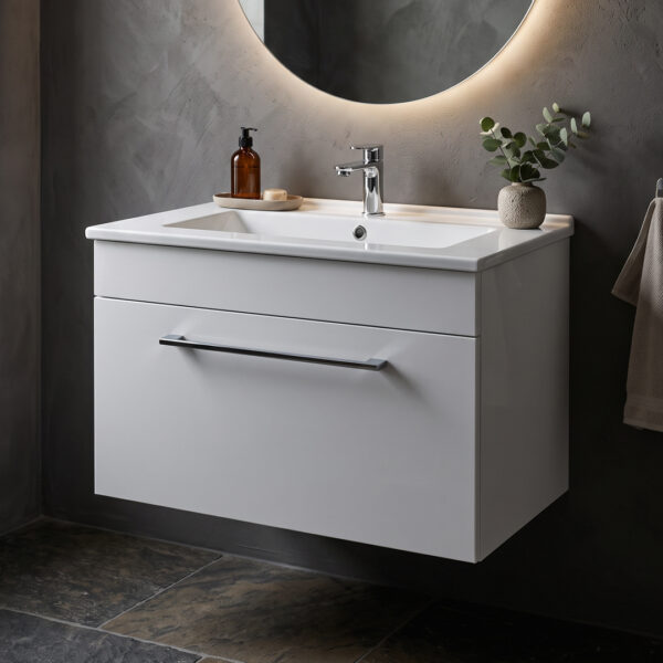 Oslo white wall hung vanity unit | bathroom furniture | Bathshed | Nationwide Delivery UK and Ireland