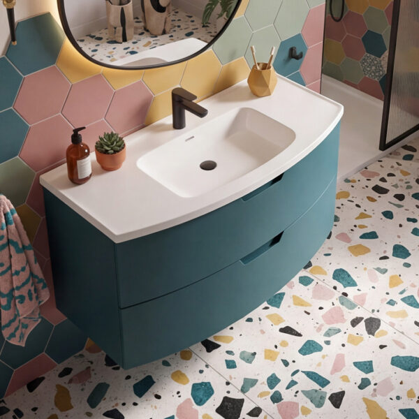 Arc 2 drawer wall hung vanity unit | Scandinavian bathroom furniture | Sonas Bathrooms | Bathshed | Nationwide Delivery UK and Ireland