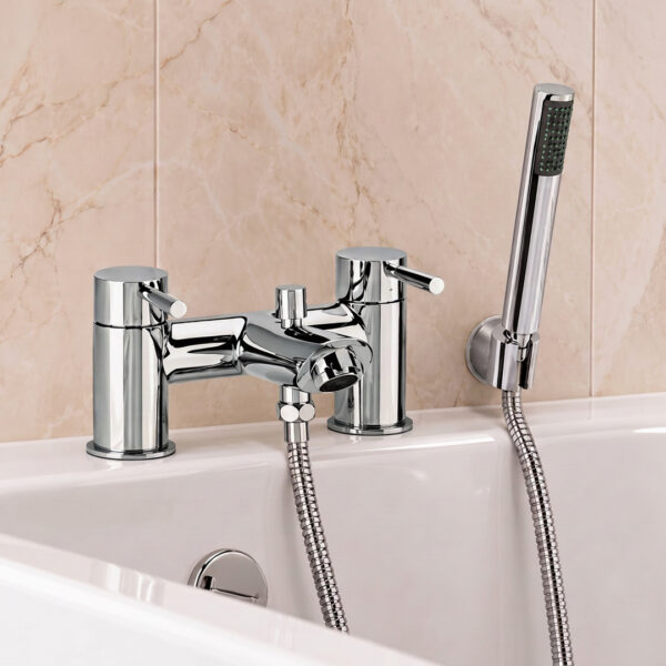 Kinetic Chrome Bath Shower Mixer Tap with Dual Lever Handles and Shower Hose Connection | Bath Taps | Delivery Ireland & UK | Bathshed