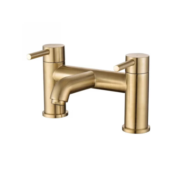 Chepstow Brushed Brass Basin Mixer Tap clearance offer at Bathshed featuring double lever handles
