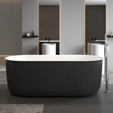 Rachael matt black fluted design freestanding bath